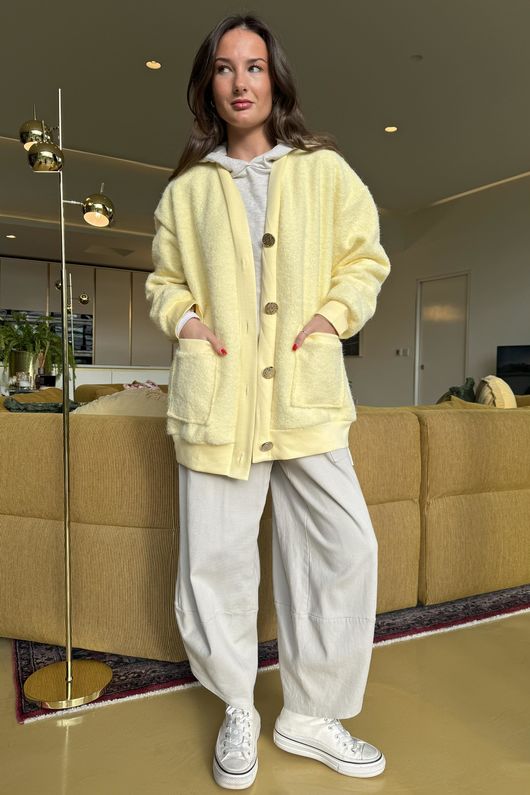 Beach Walk Fleece Cardigan Lemon